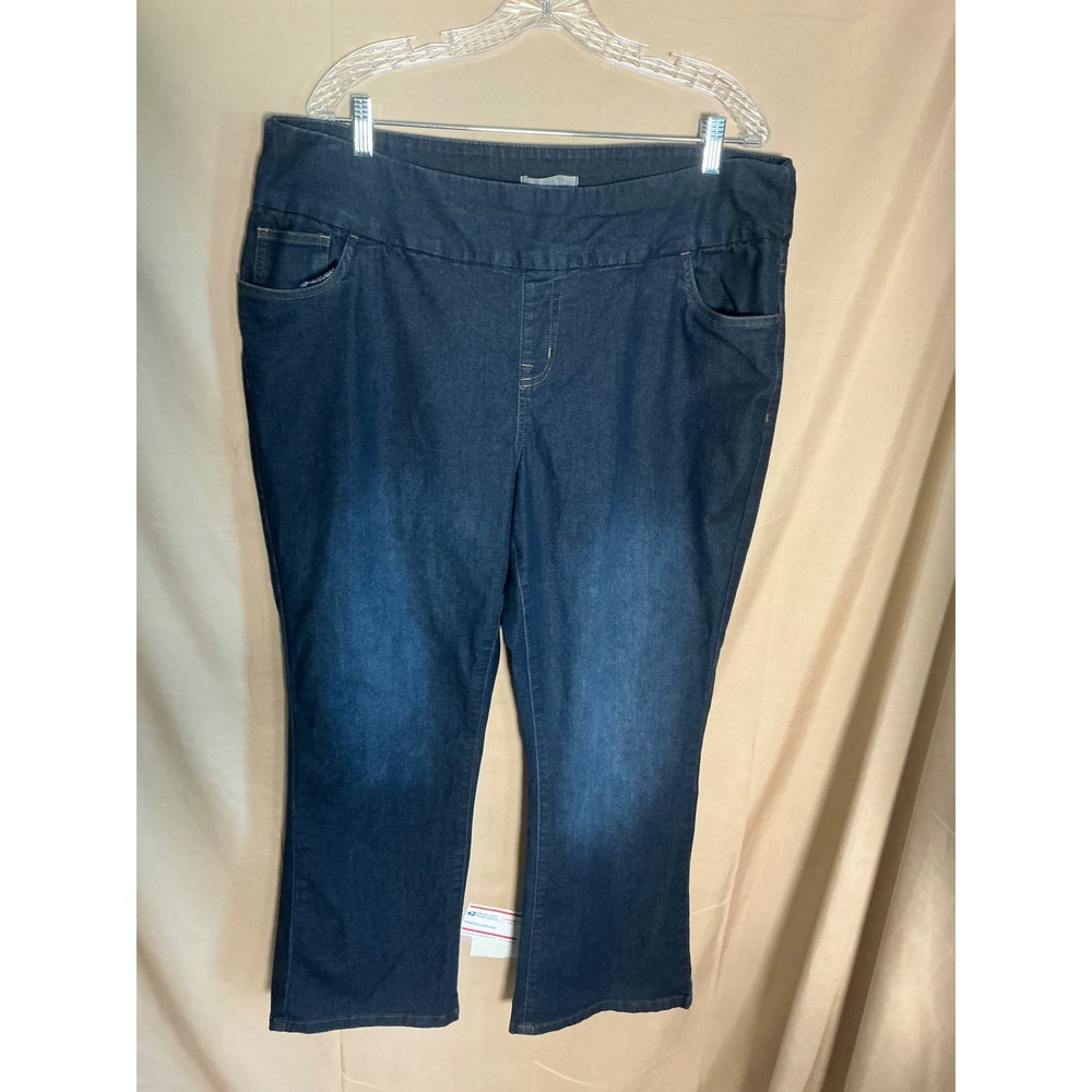 Woman Within Jeans Woman 20W Blue Excellent Pull On Stretch Dark Wash Petite